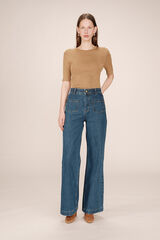 Grace & Mila Denim de cintura alta com bolsos frontais Azul