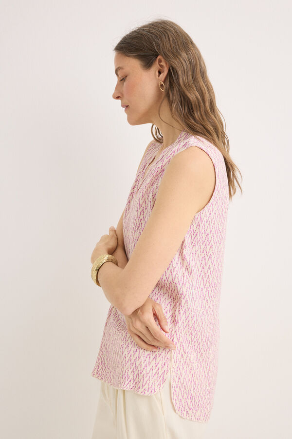 Cortefiel Blusa sin mangas Estampado blanco