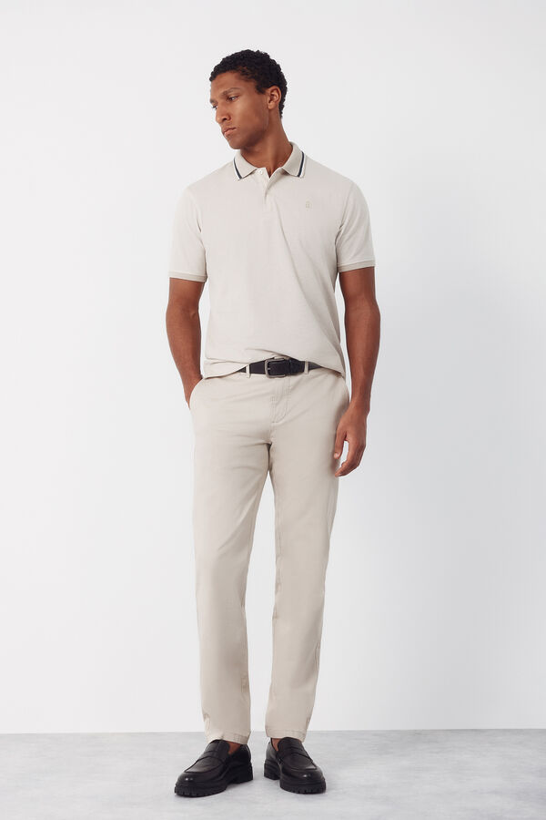 Cortefiel Oxford polo shirt Beige