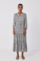 Cortefiel Printed flared dress Printed white