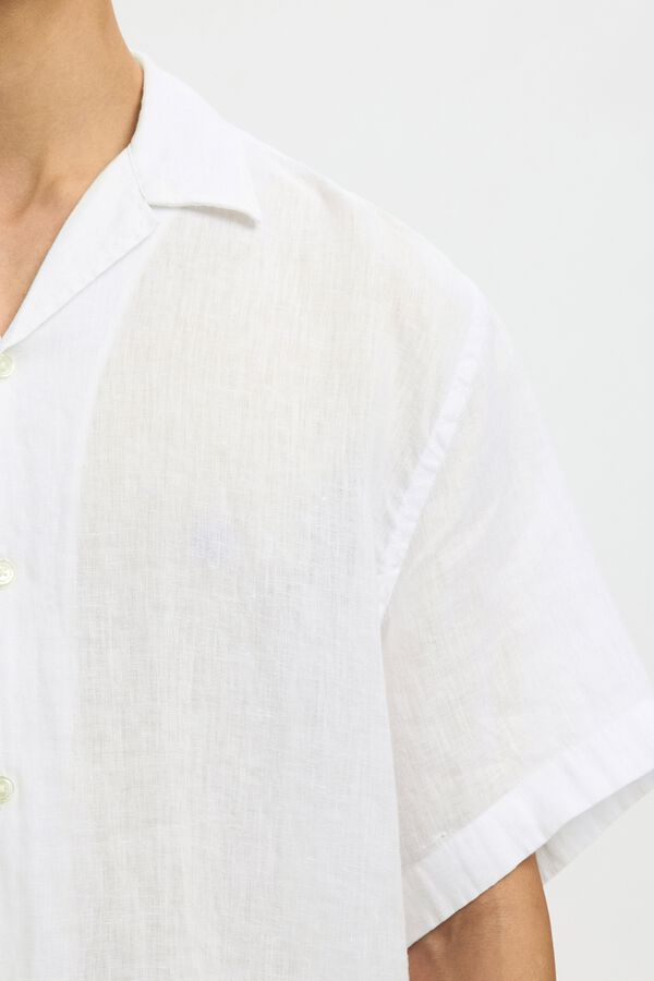 Selected Camisa de manga curta em linho Branco