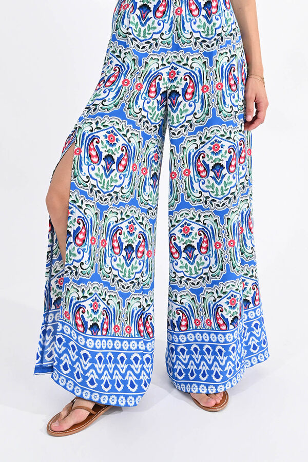 Cortefiel Pantalón de mujer largo ancho con estampado Multicolor