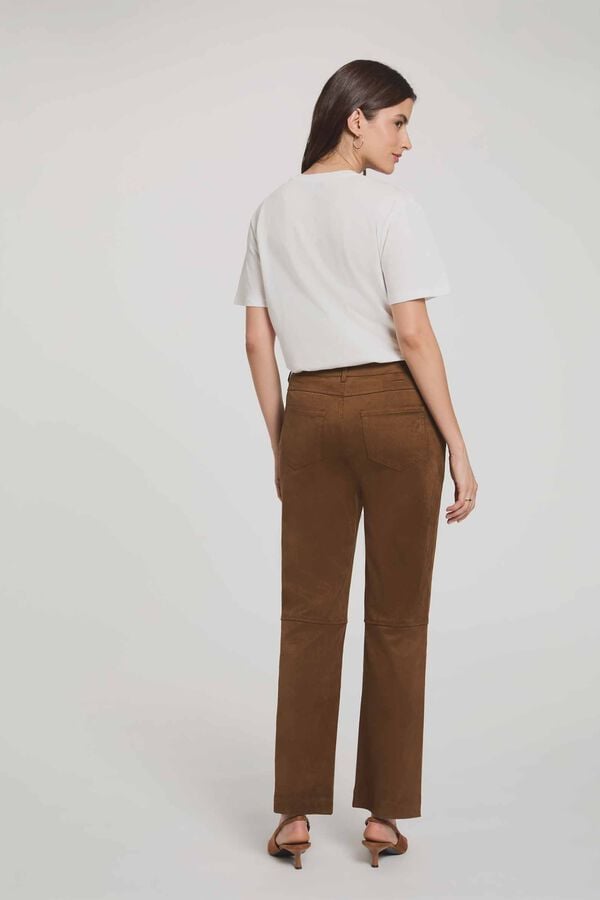 Morgan Suede straight trousers Orange