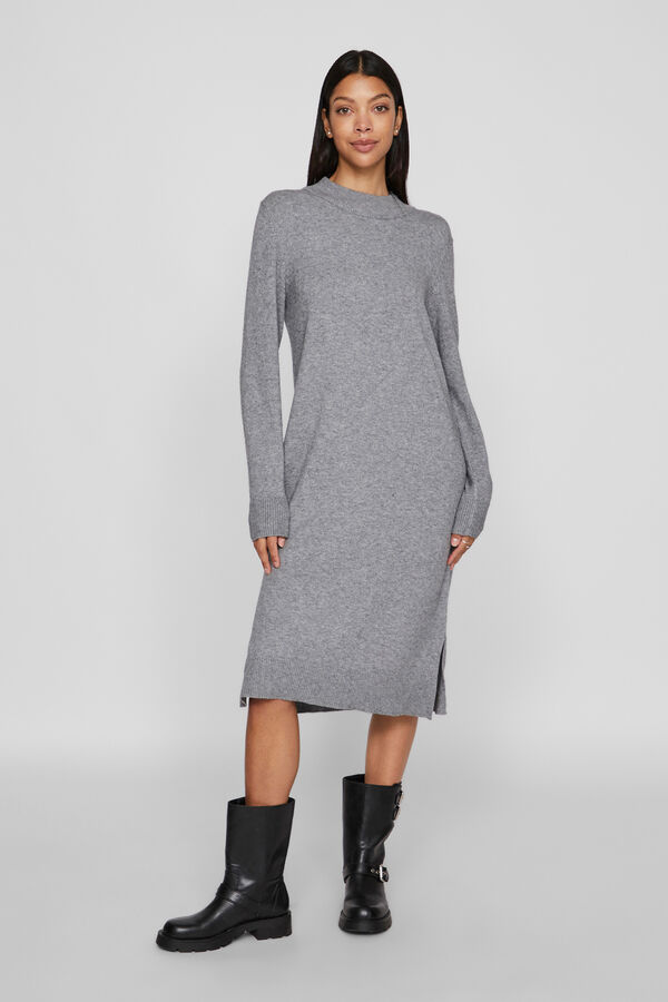 Vila Vestido de malha com viscose Cinzento