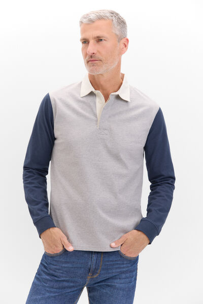 Cortefiel Rugby polo shirt with contrasting sleeves Grey