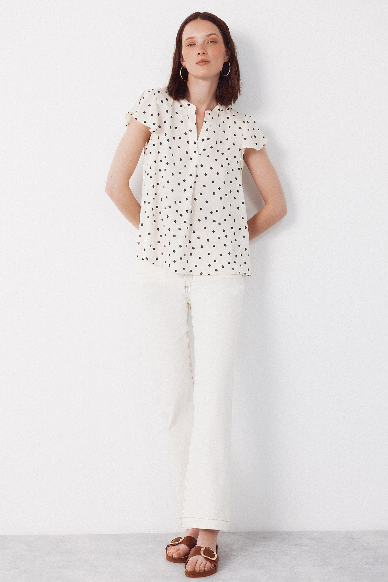 Cortefiel Blusa fluida manga com folho