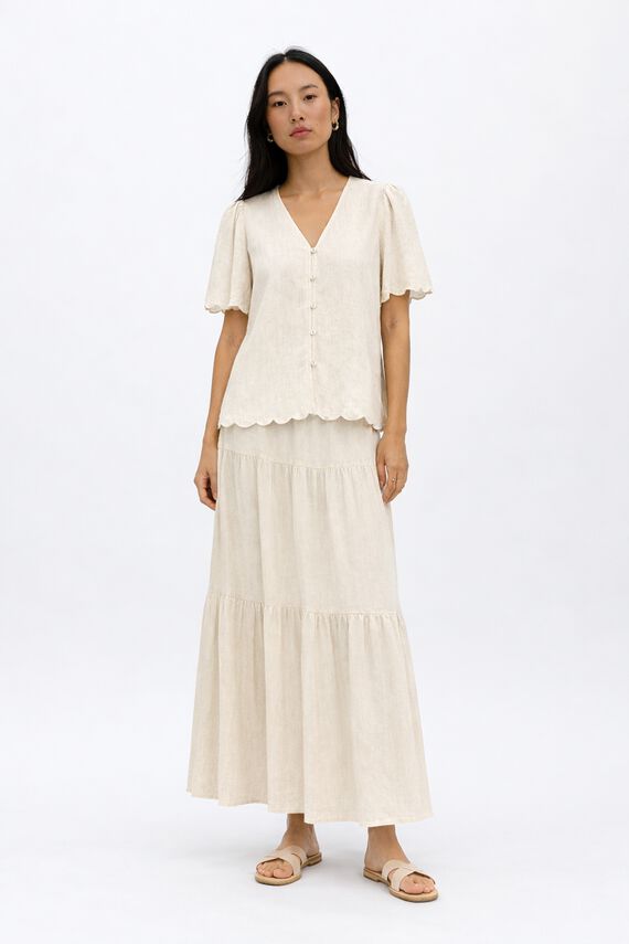 Blusa lino manga corta