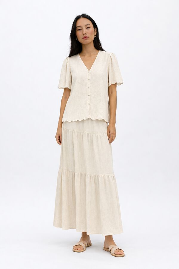 Object Blusa de linho de manga curta Tostado