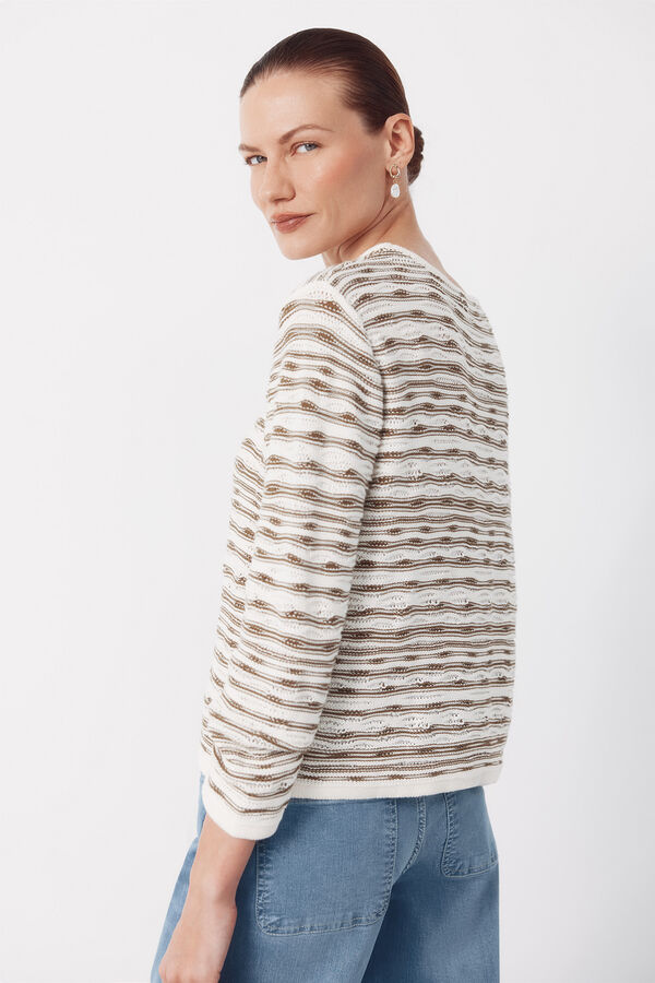 Cortefiel Jersey-knit textured jumper Kaki