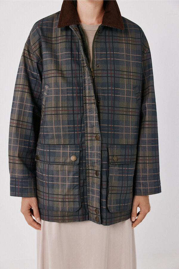 Cortefiel Long waxed parka Multicolour
