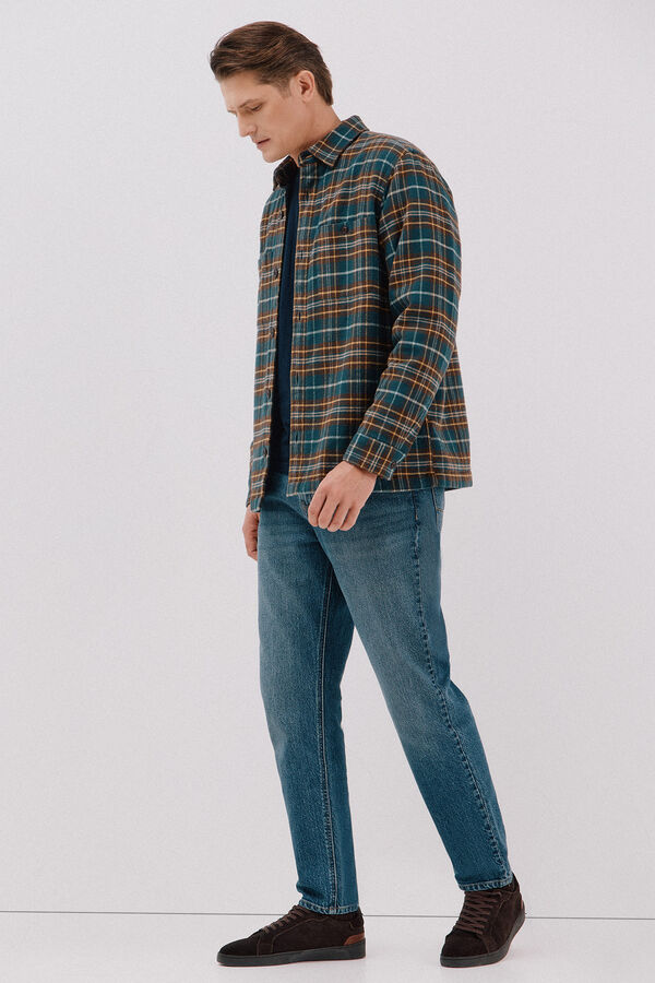 Cortefiel Quilted overshirt Dark green