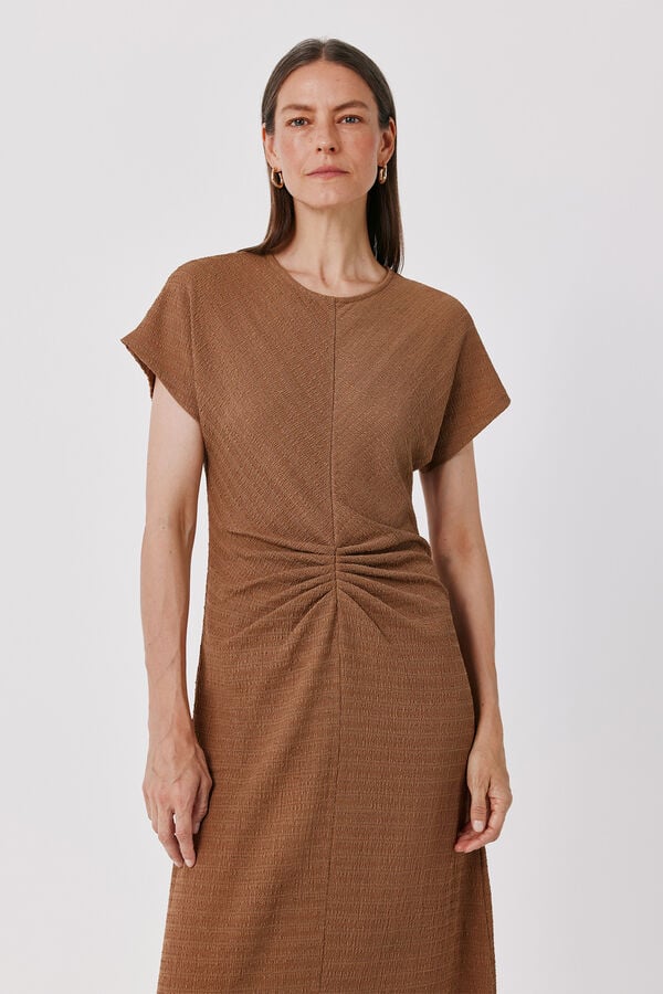 Cortefiel Gathered dress Yellow