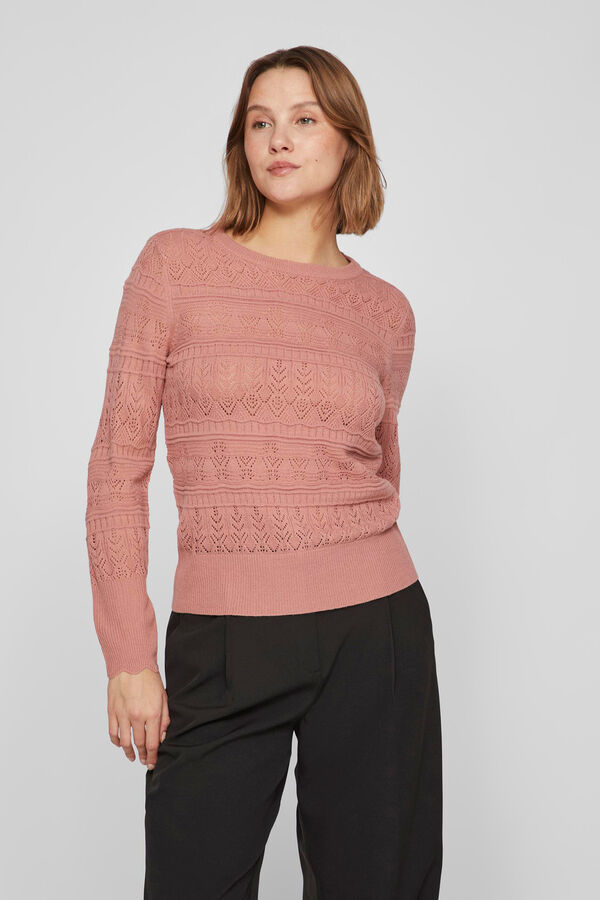 Cortefiel Pointelle jersey-knit jumper Pink