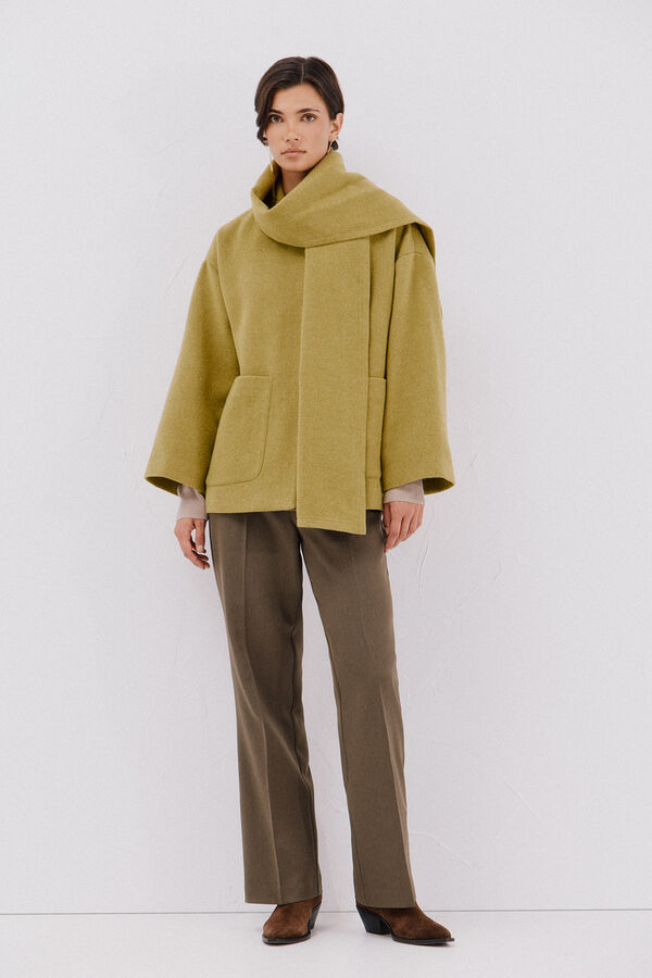 Cortefiel Coat with detachable scarf Yellow
