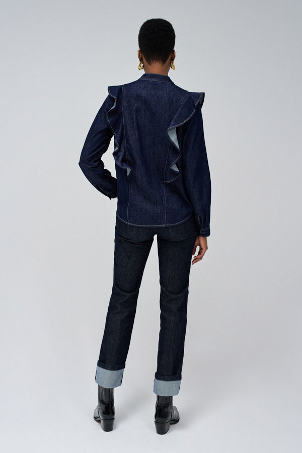 Salsa Jeans Camisa lightdenim com babados Azul