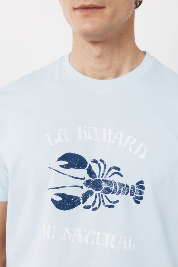 Cortefiel Lobster graphic T-shirt Blue