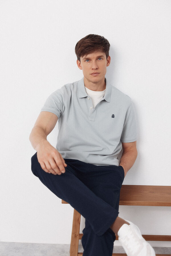 Cortefiel Piqu&eacute; basic polo shirt Blue