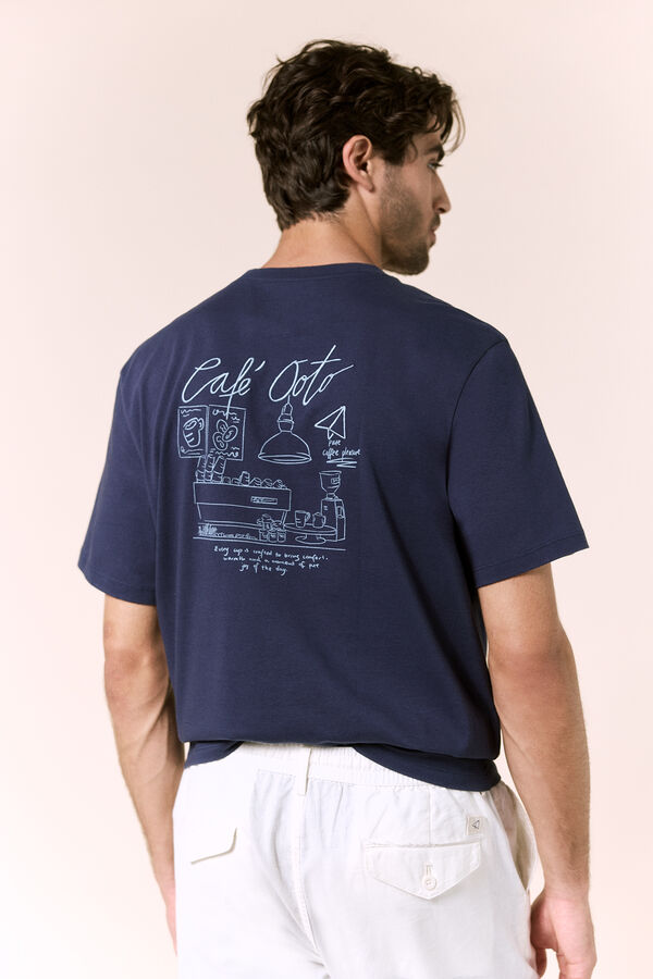 OOTO T-shirt gr&aacute;fica lavada Azul