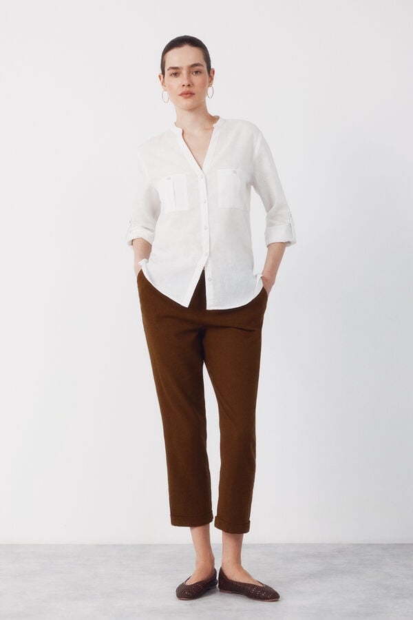 Cortefiel Linen trousers Kaki