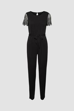 Cortefiel Short-sleeved jumpsuit Black