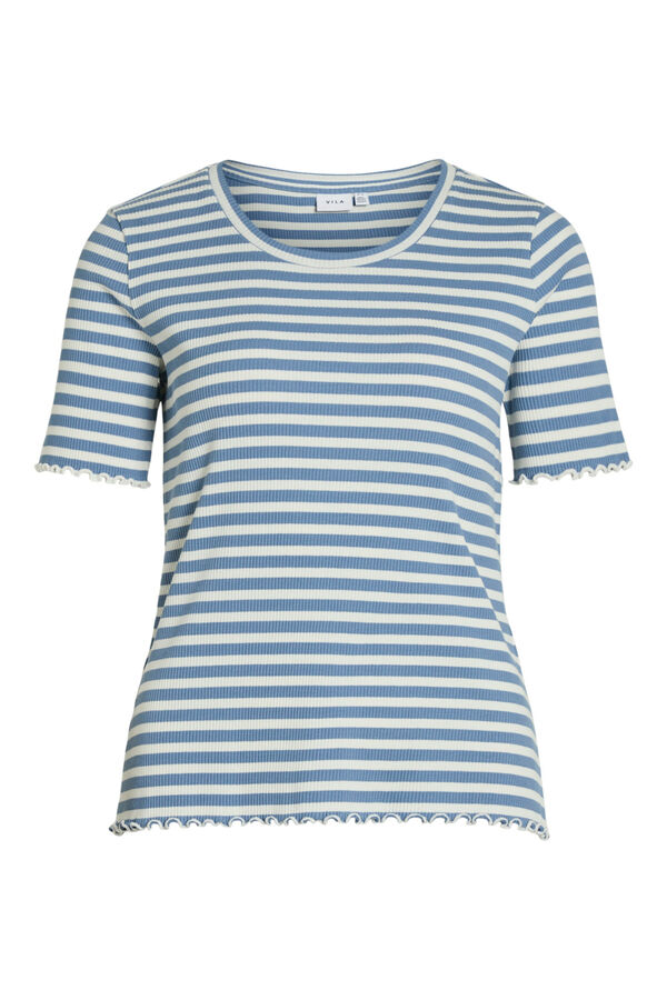 Cortefiel Striped jersey-knit T-shirt Blue