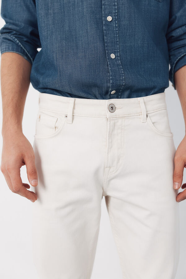Cortefiel 5-pocket regular fit coloured trousers Ivory