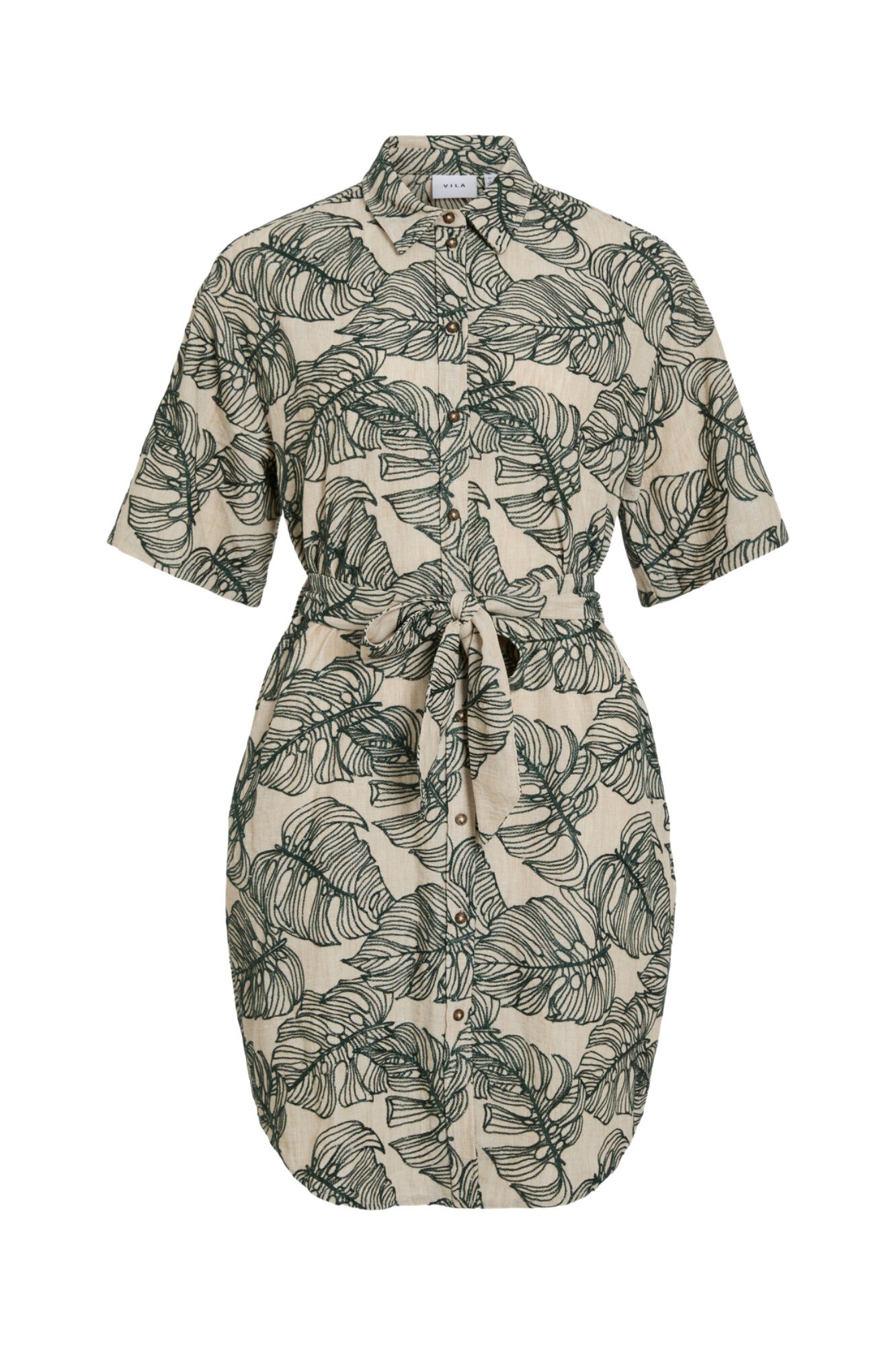 Vila Vestido camiseiro curto com bordados