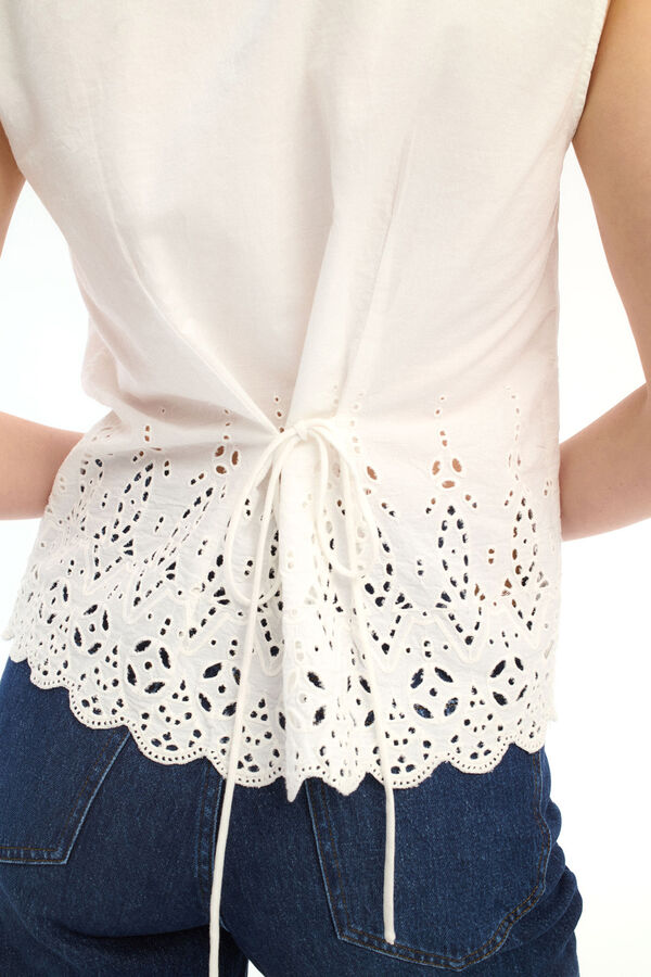 Vila Blusa de algodão com renda Branco