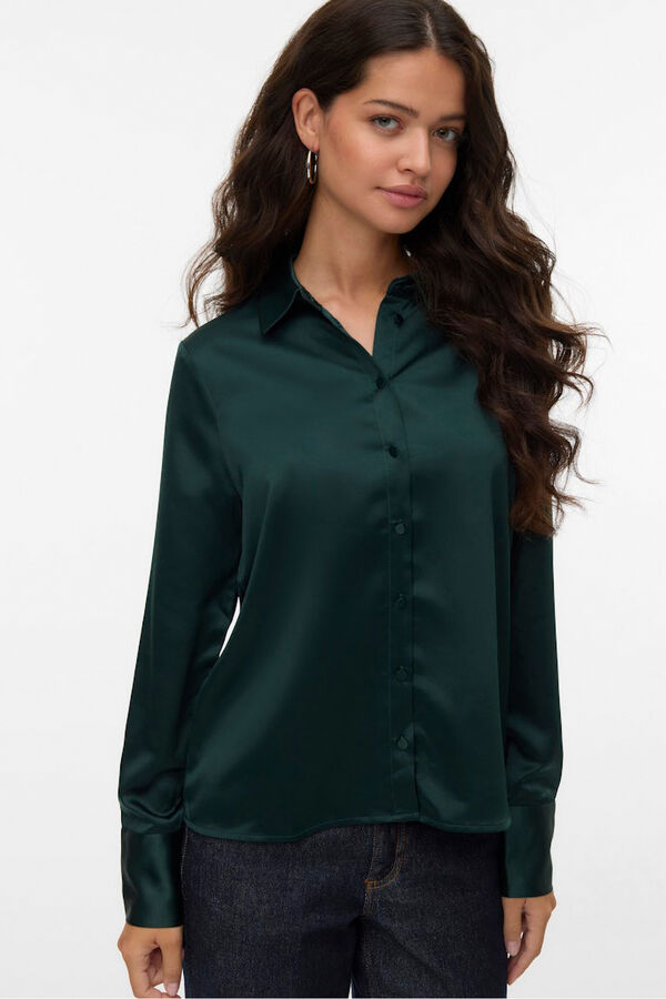 Vero Moda Camisa de cetim lisa Azul