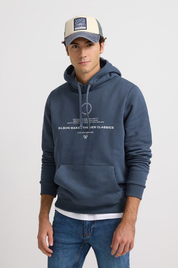 Silbon Novo Sweatshirt cl&aacute;ssico com capuz Azul