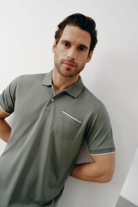 Cortefiel Coolmax® polo shirt with tipping Kaki
