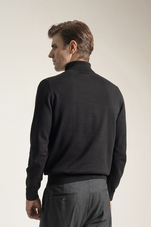 PuroEGO Camisola gola alta algod&atilde;o Preto