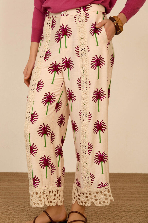 Meisie Printed cropped trousers Printed white
