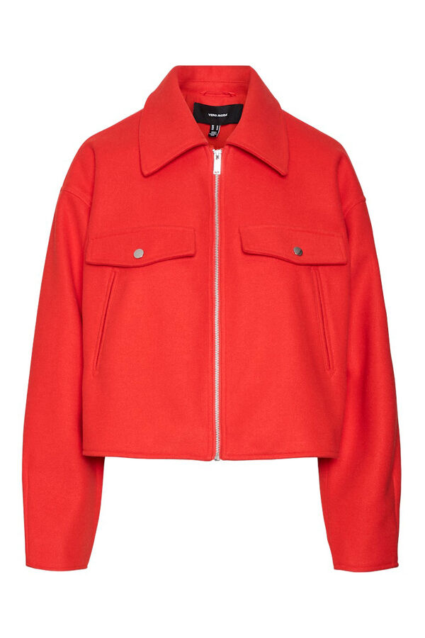 Vero Moda Casaco de feltro de manga comprida  Vermelho