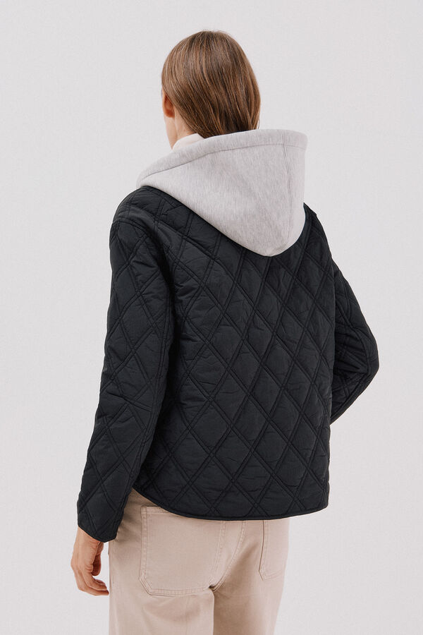 Cortefiel Anorak corto capucha sudadera Negro