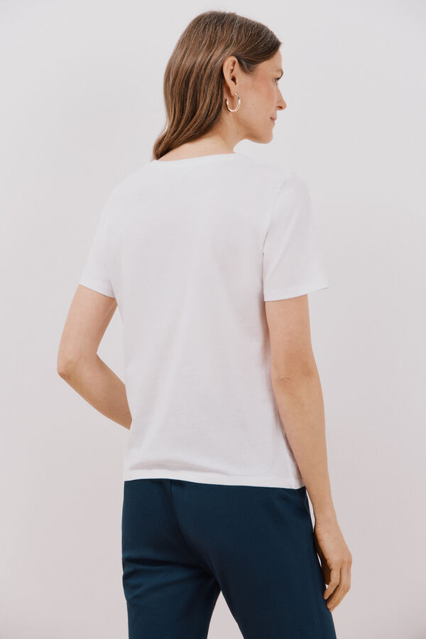 Cortefiel Floral printed t-shirt Printed white