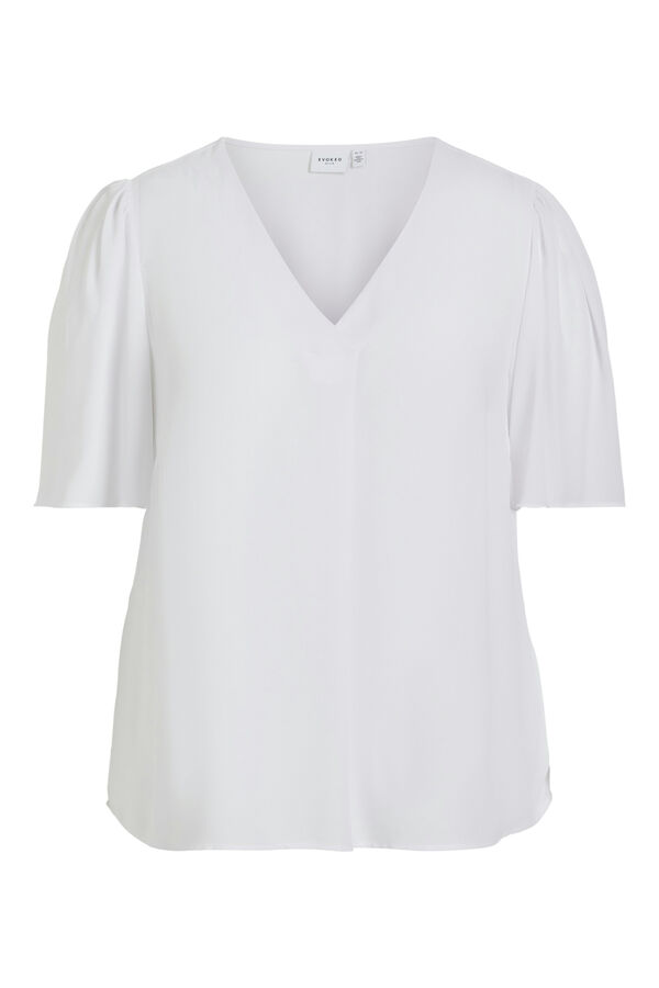 Cortefiel Satin-finish 3/4-sleeved blouse  White