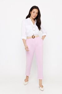 Cortefiel Linen trousers Pink