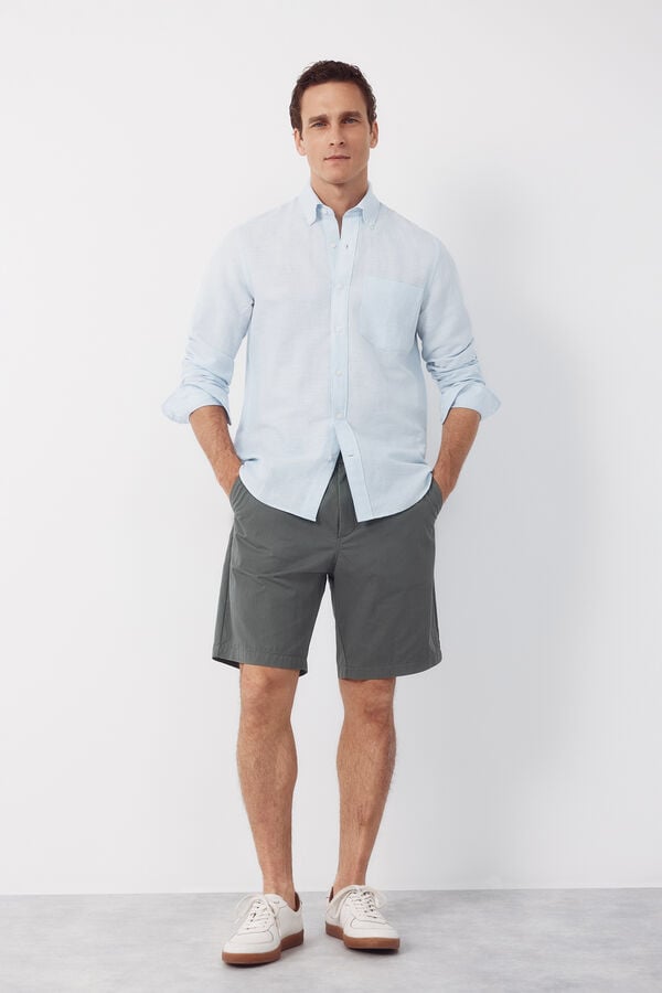 Cortefiel Lightweight regular Bermuda shorts Kaki
