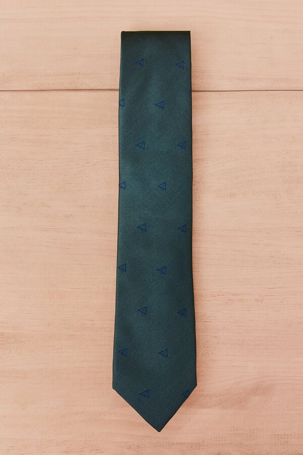OOTO Natural silk tie Dark green