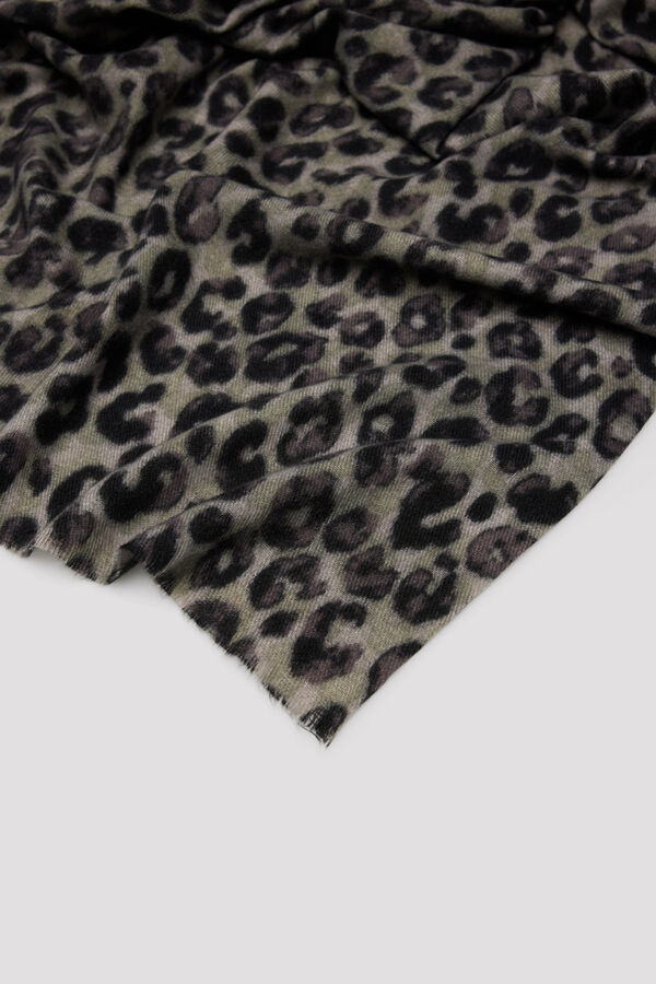 Cortefiel Leopard print scarf Printed grey