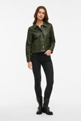 Vila Casaco de couro sint&eacute;tico com bot&otilde;es Verde