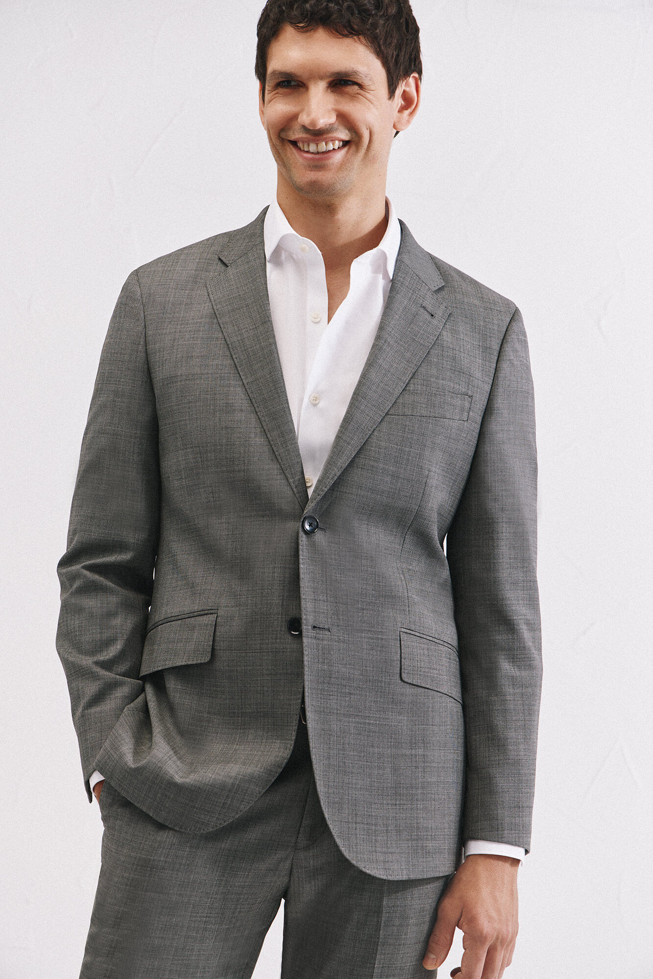 Cortefiel Slim fit grey structured blazer