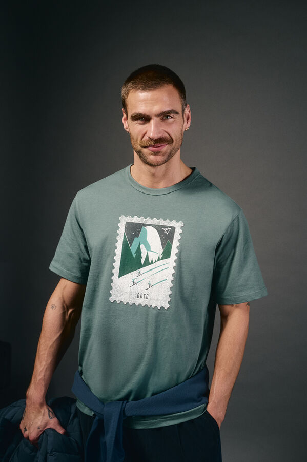 OOTO Camiseta gráfica lavada Turquesa