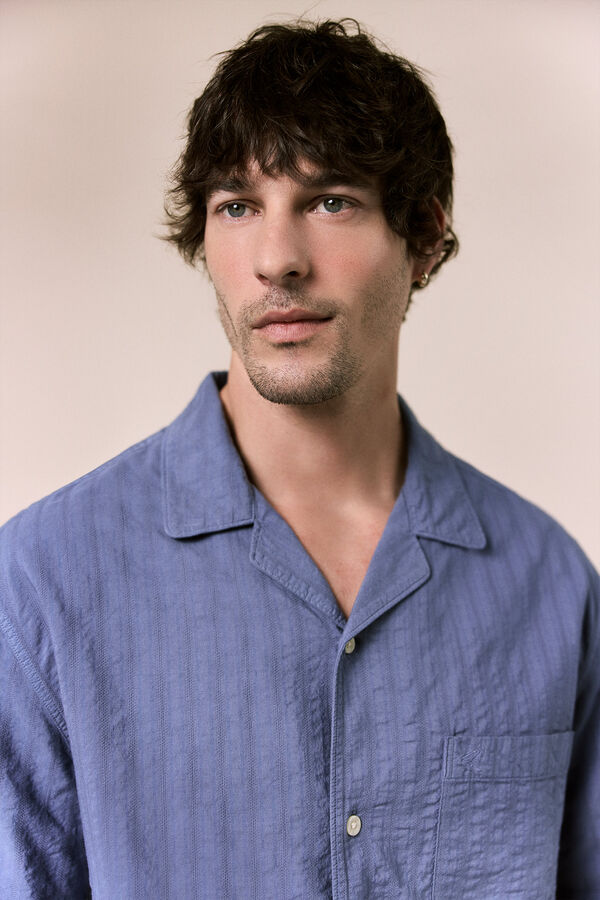 OOTO Plain short sleeve shirt Blue