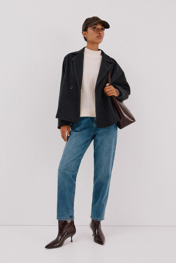 Cortefiel Short unstructured coat Dark grey