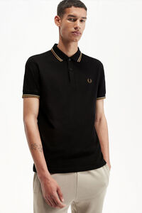 Cortefiel Short-sleeved polo shirt Black