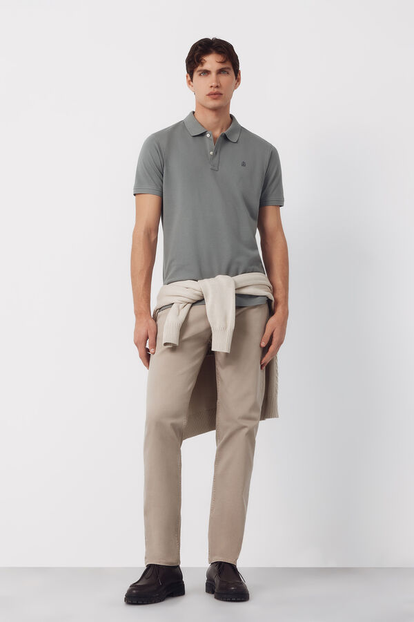 Cortefiel Piqu&eacute; basic slim polo shirt Kaki
