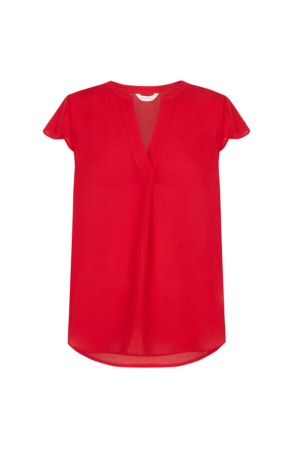 Cortefiel Ruffle sleeve blouse Red