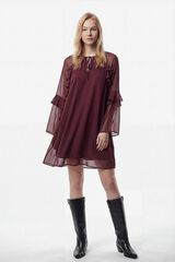 Vila Vestido corto de gasa con volantes Morado